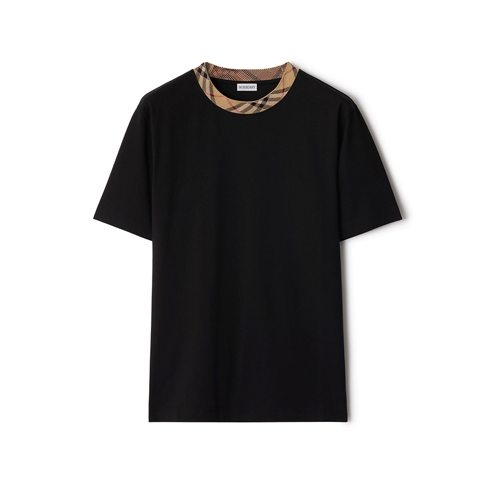 Check Trim Cotton T-shirt