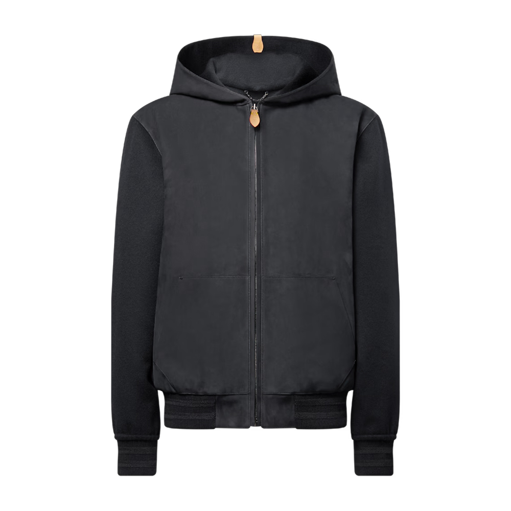 Leather Mix Hooded Blouson