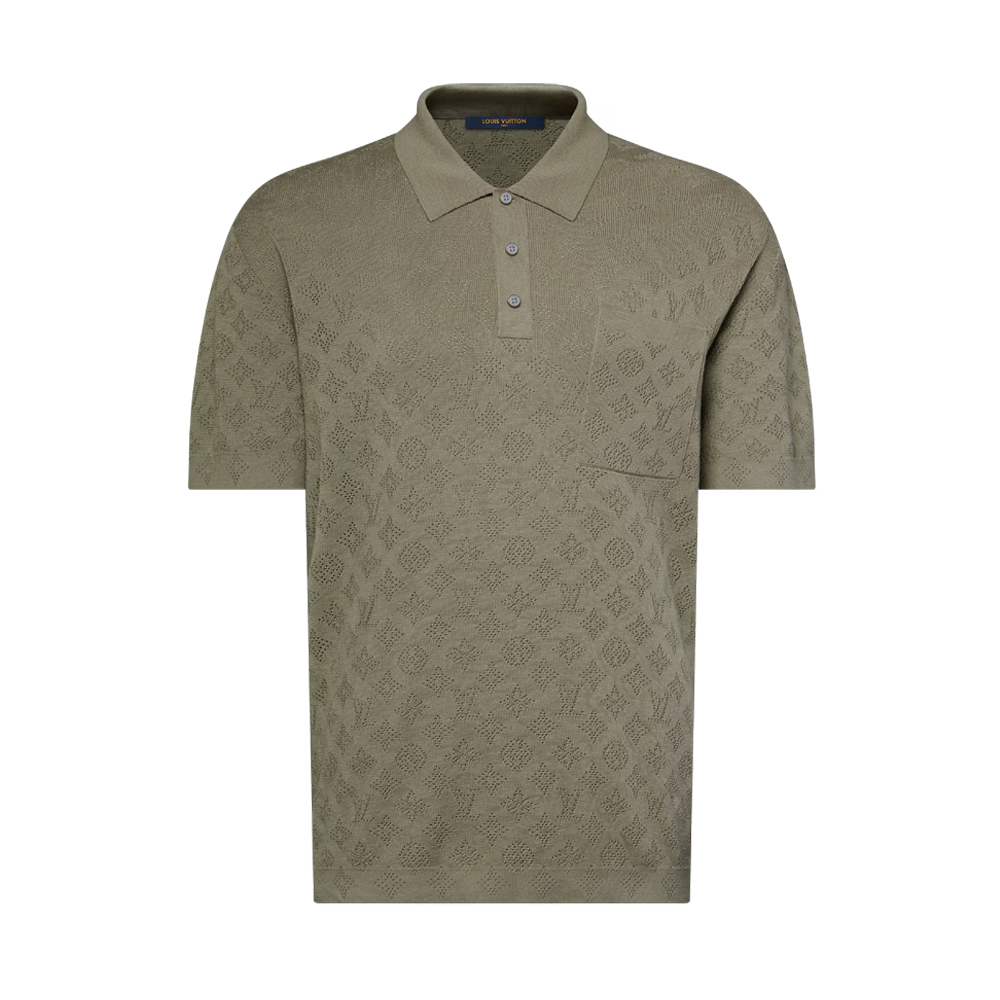 Monogram Pointelle Short-Sleeved Polo Shirt