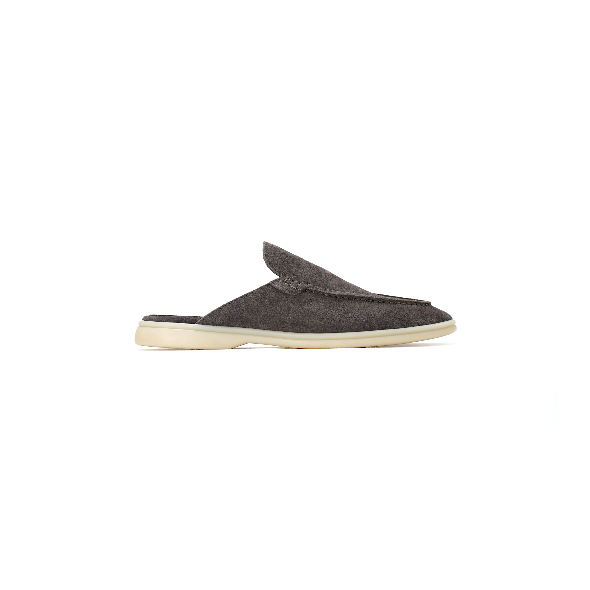 Babouche Walk Suede Backless Loafers Grey