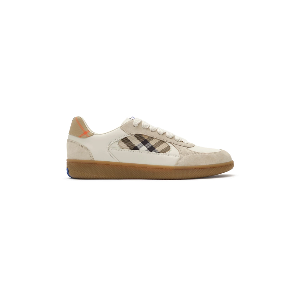 Leather, Suede and Check Terrace Sneakers