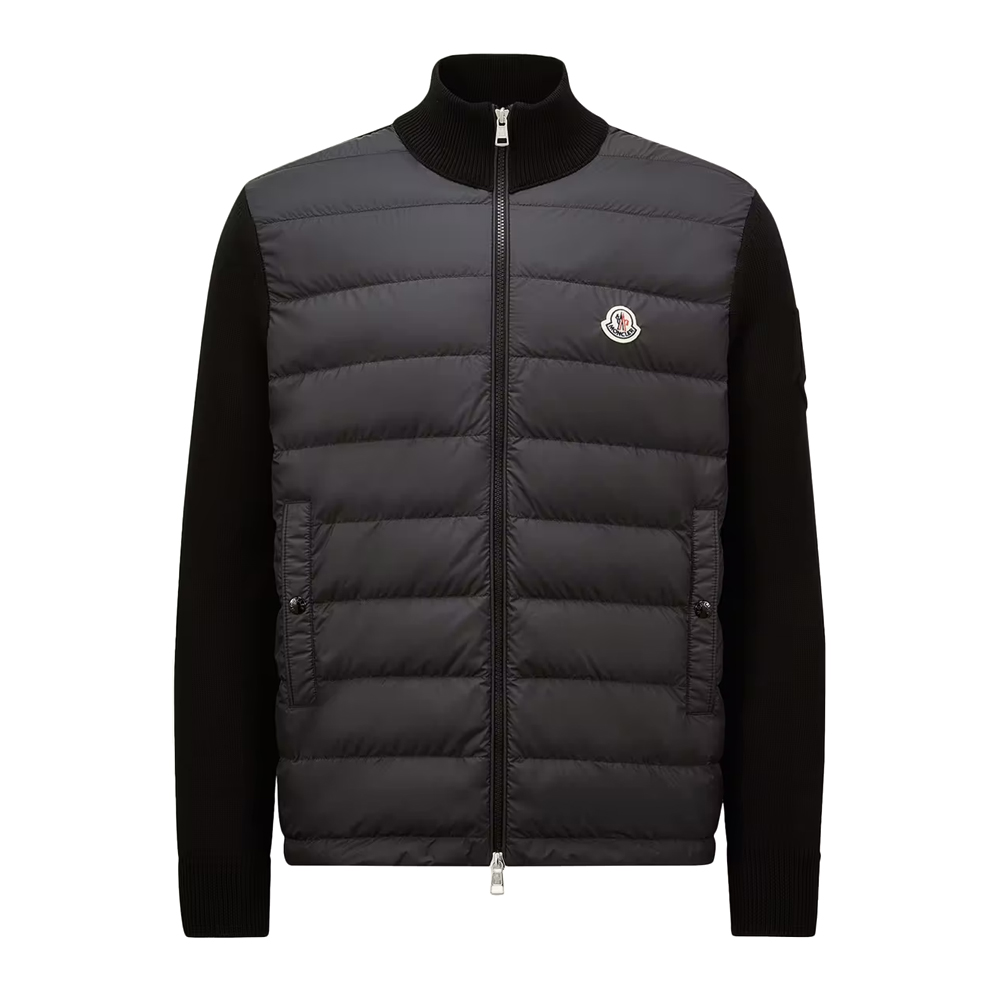 Padded Zip-Up Cotton Cardigan