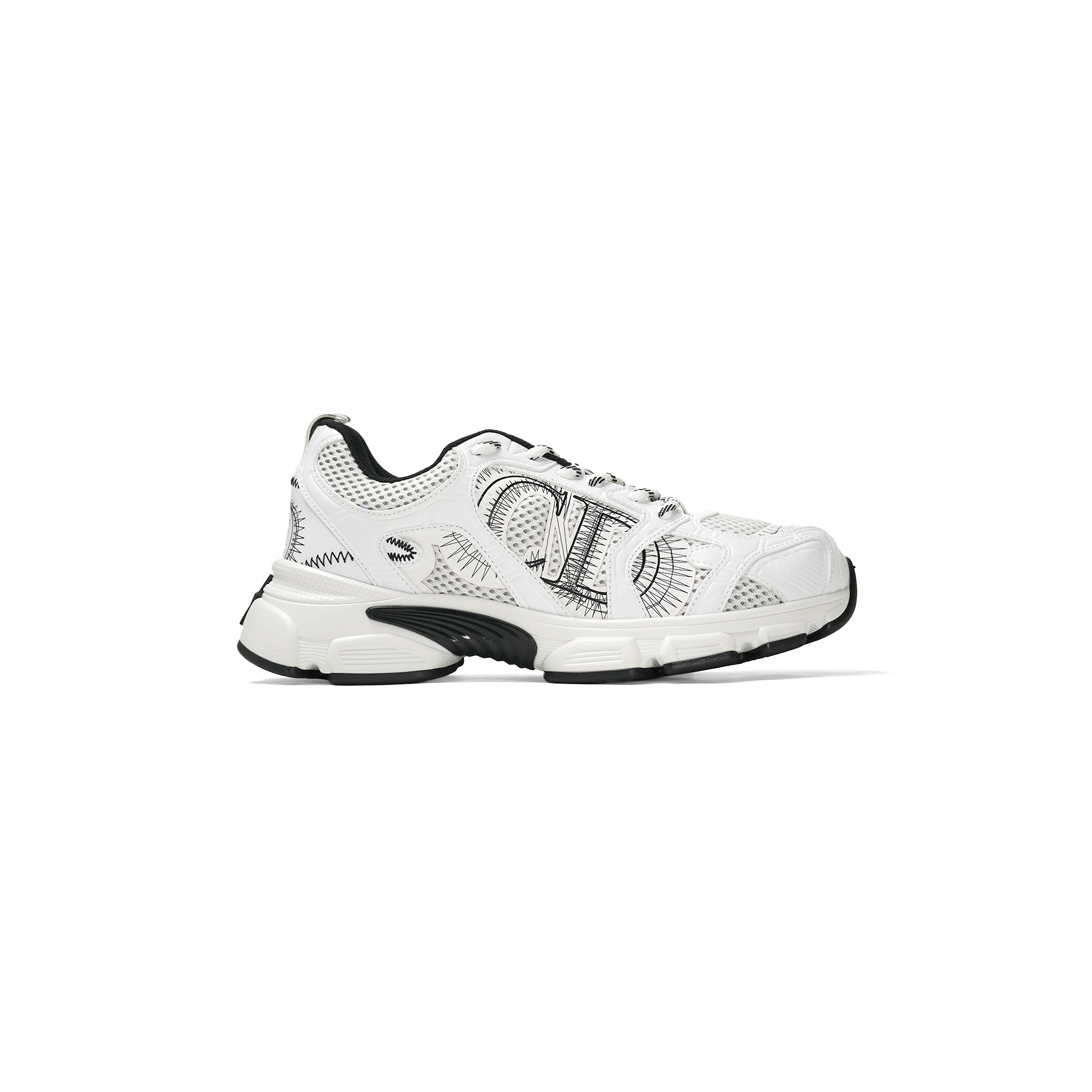 Chrono Sneaker Mesh with White and Black Leather-Effect Panels