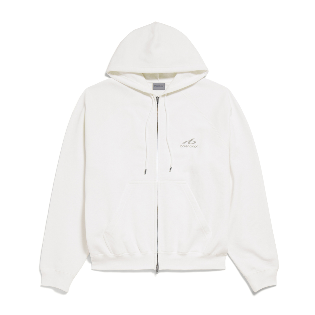 Bodies Zip-Up Hoodie In White Dry Fleece