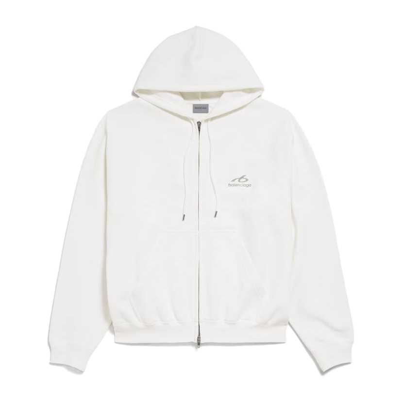Bodies White Cotton Zip-Up Hoodie