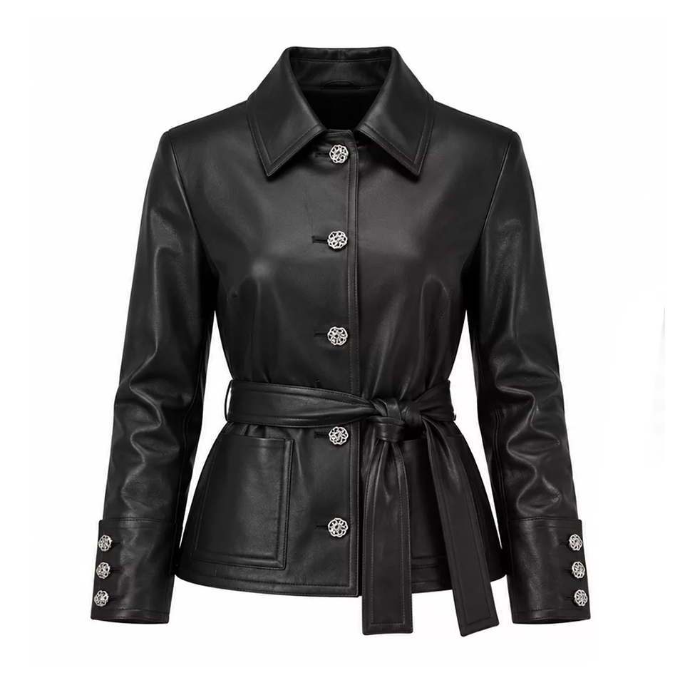 Anagram Belted Leather Jacket