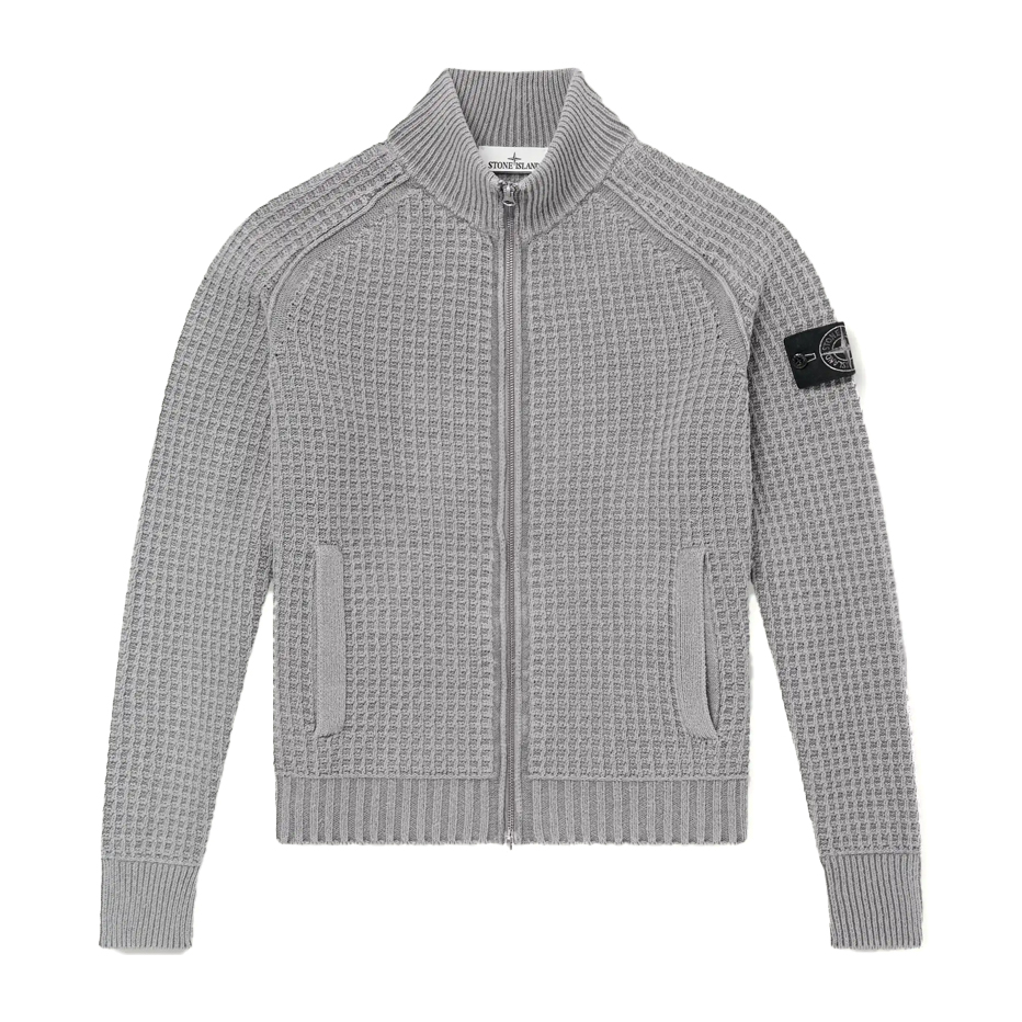 Mineral-Dyed Regenerated Cotton Zip-Up Sweater