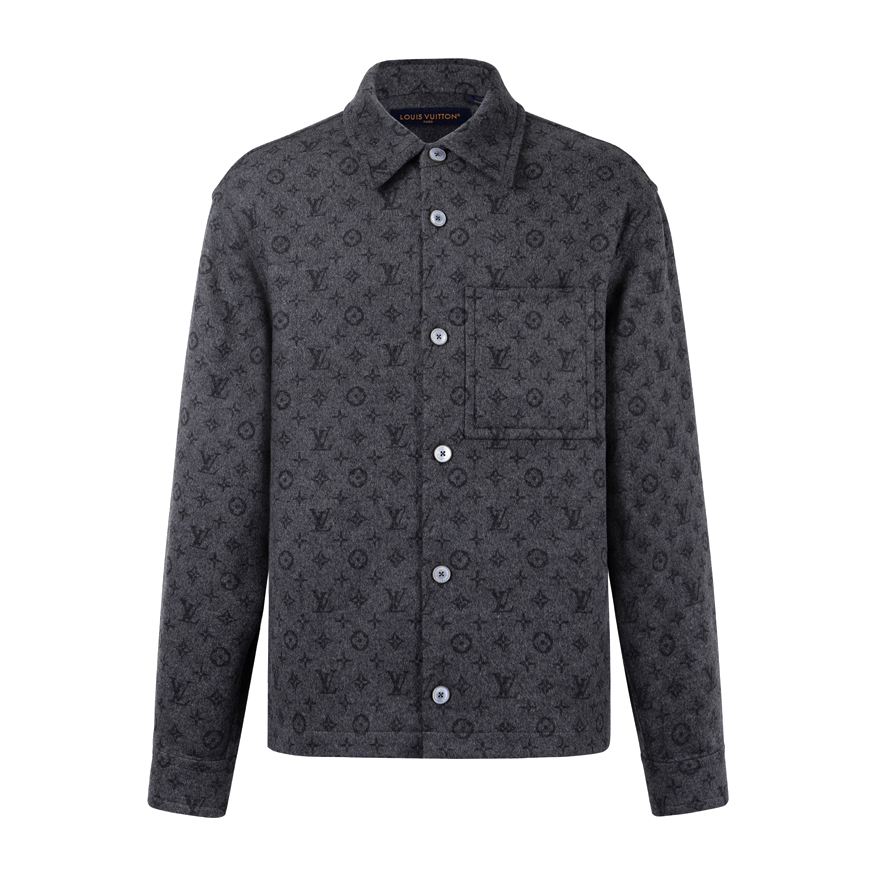 Monogram Double Face Overshirt In Dark Shades