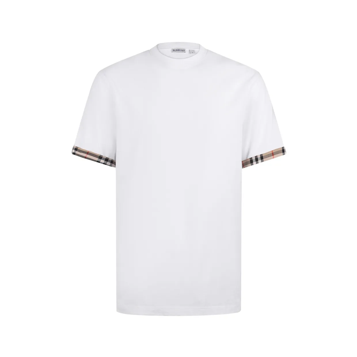 Cotton Check Sleeve T-Shirt