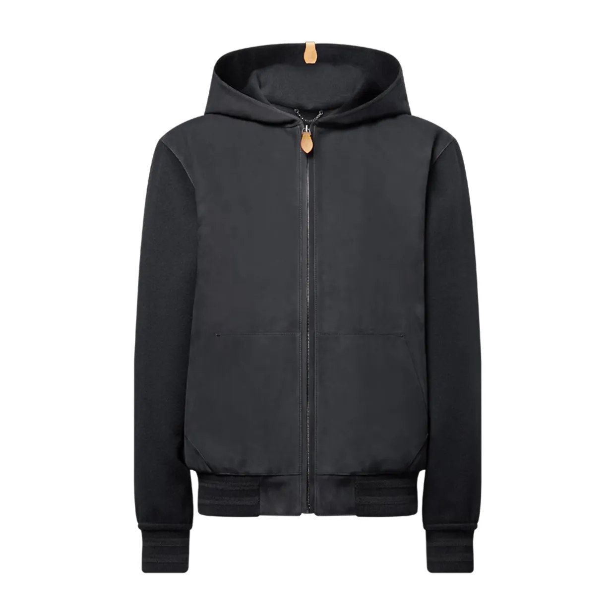 Leather Mix Hooded Blouson