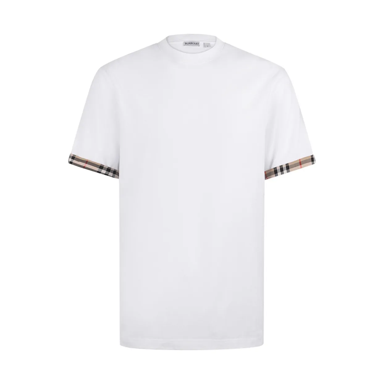 Cotton Check Sleeve T-Shirt
