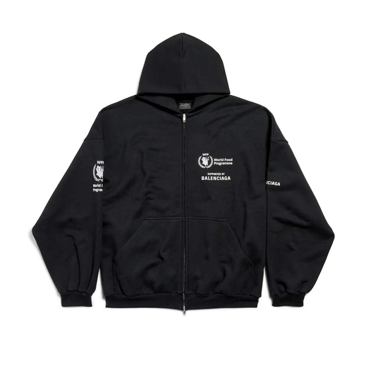 Zip-up Logo Hoodie in Faded Black