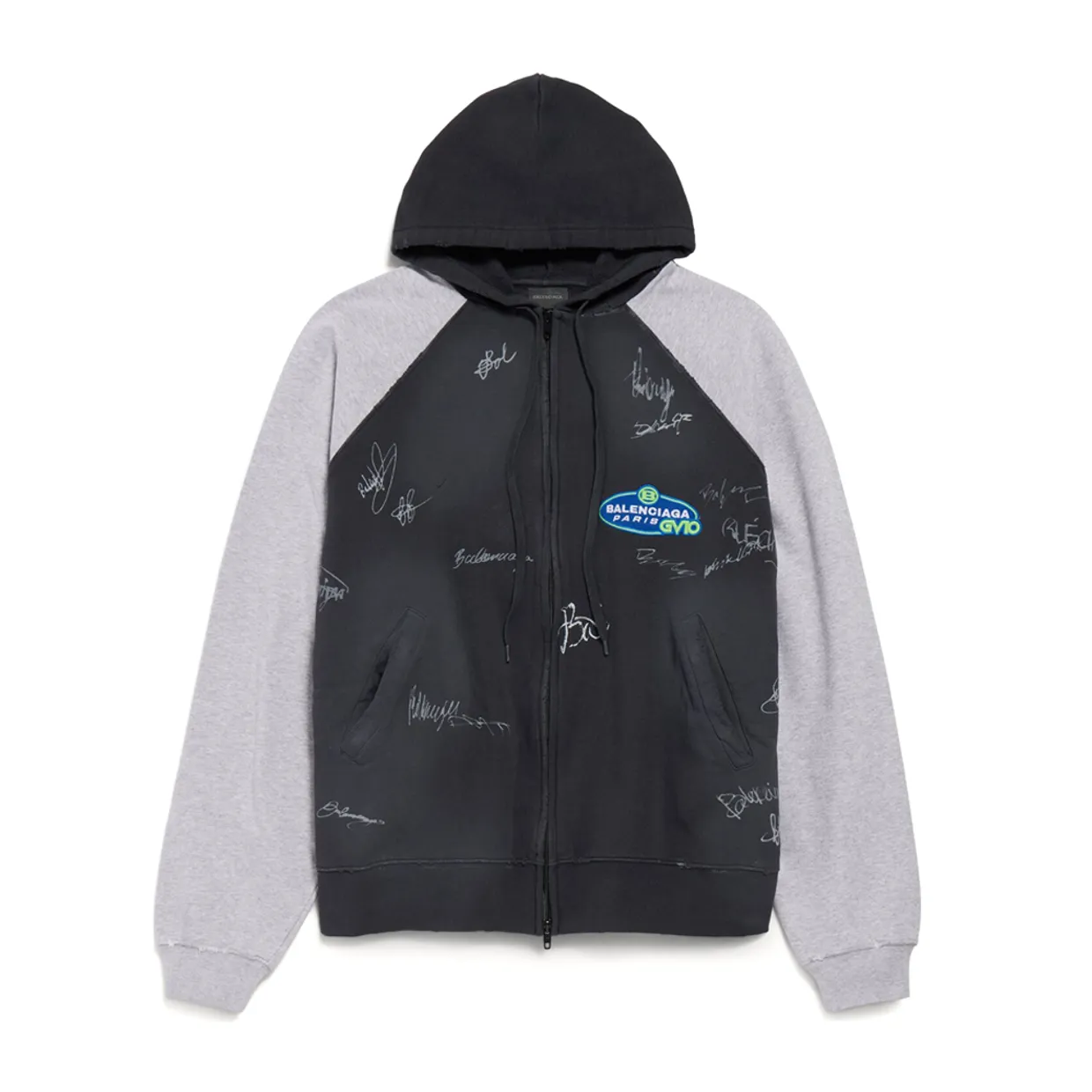 Banana Raglan Oversized Zip-up Hoodie in Faded Black