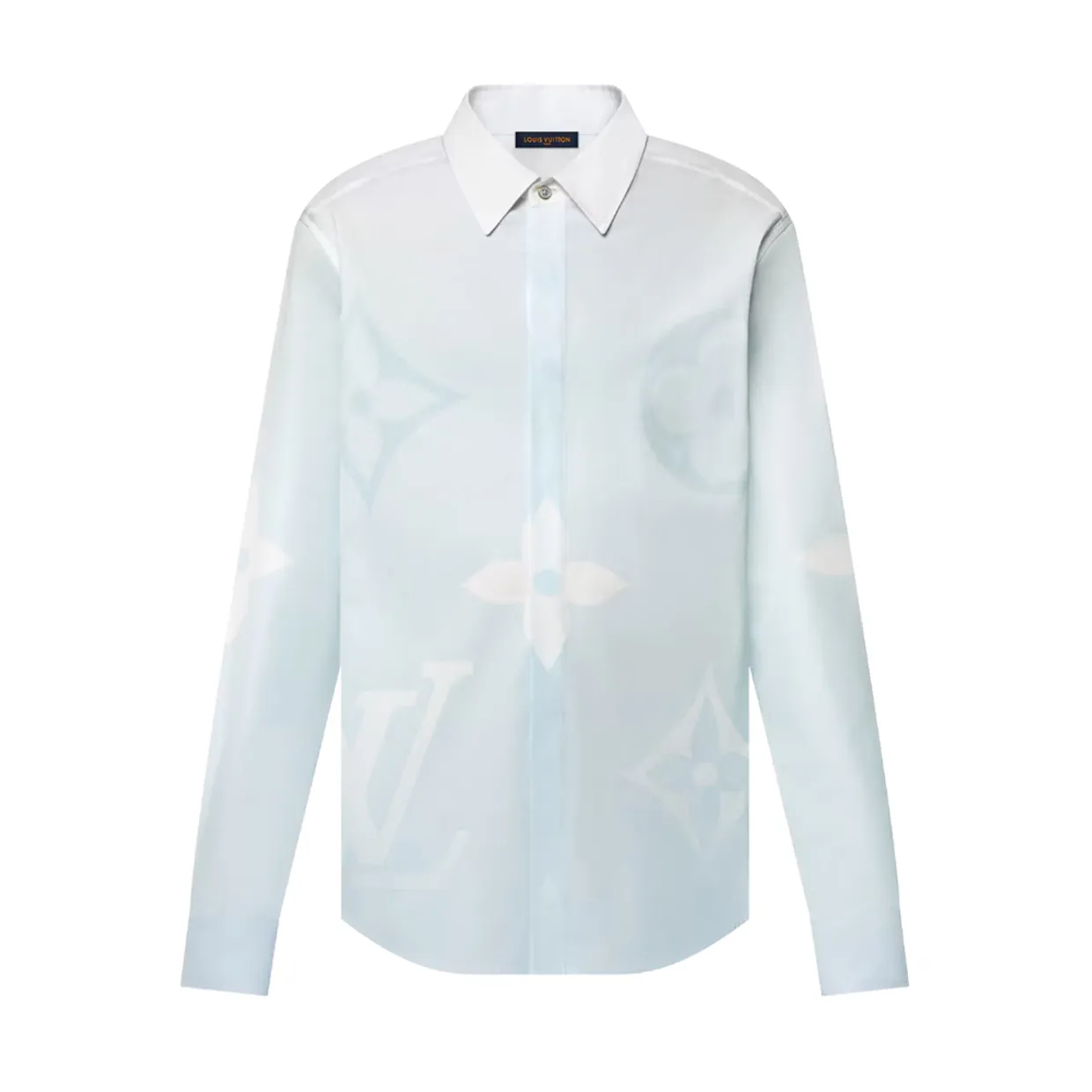 Monogram Printed Long-Sleeved Cotton Poplin Shirt