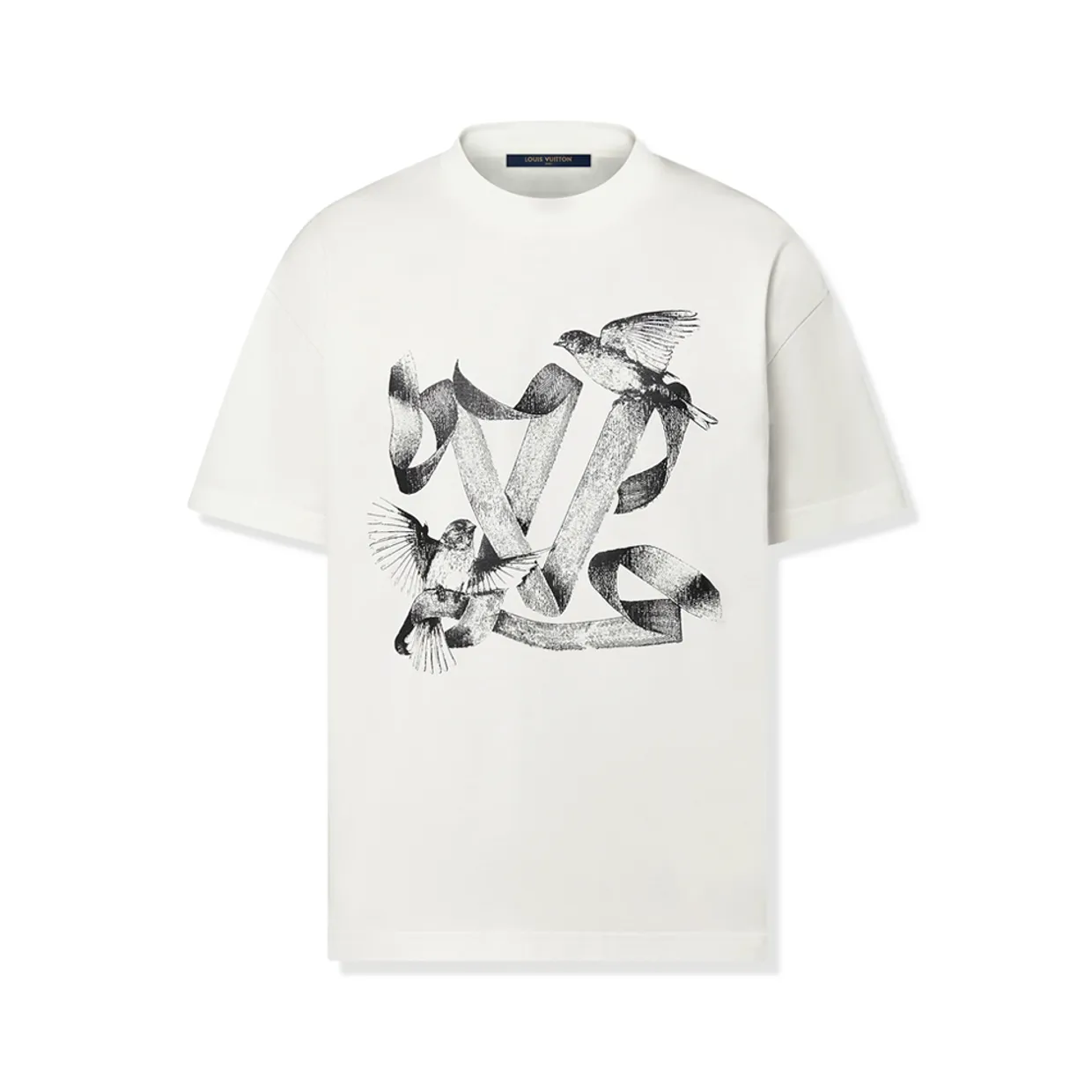 LV Birds Printed Cotton T-Shirt