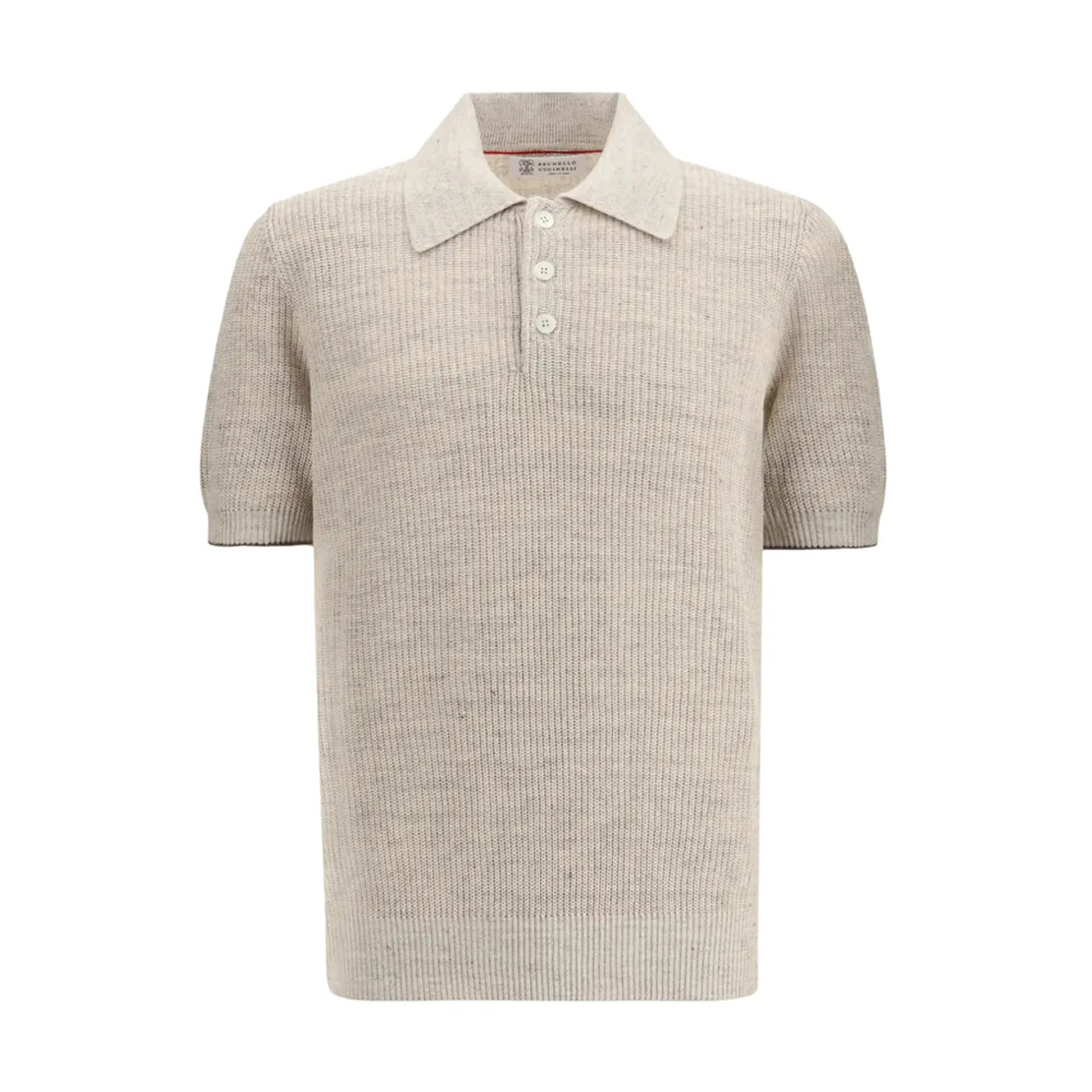 Linen-Cotton Ribbed Polo Sweater
