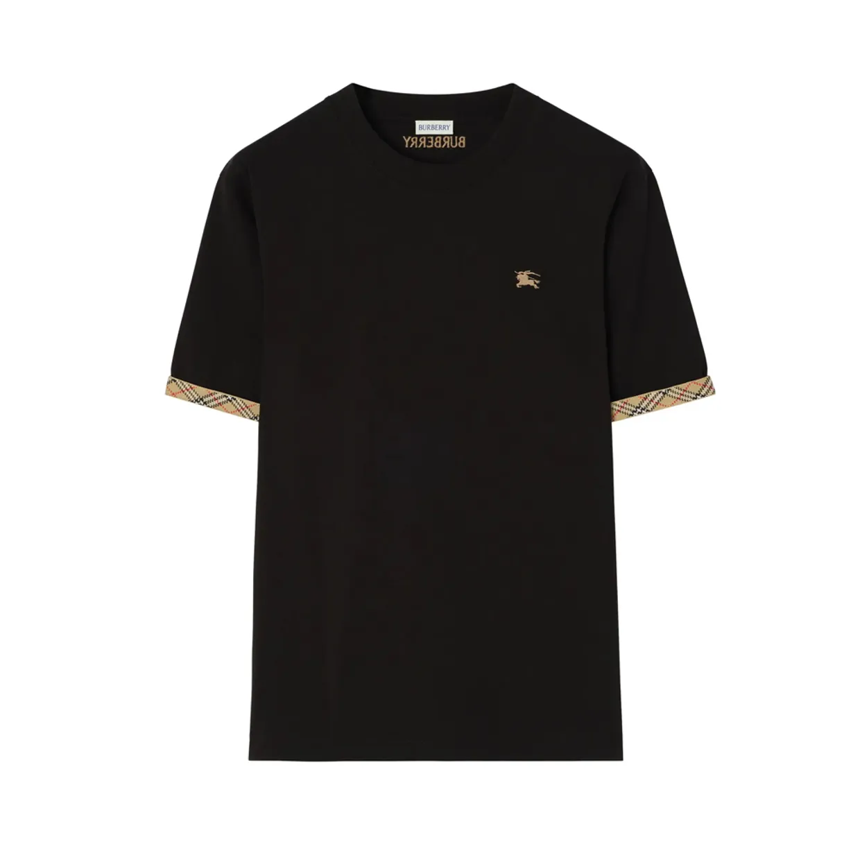Check Trim Cotton T-Shirt