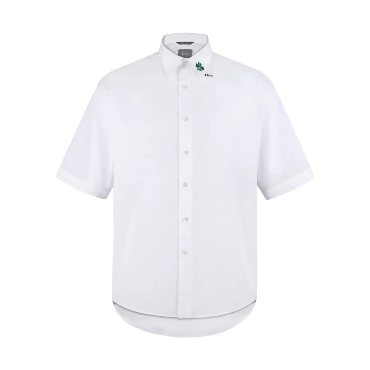Short-Sleeved Shirt with Clover Embroidery