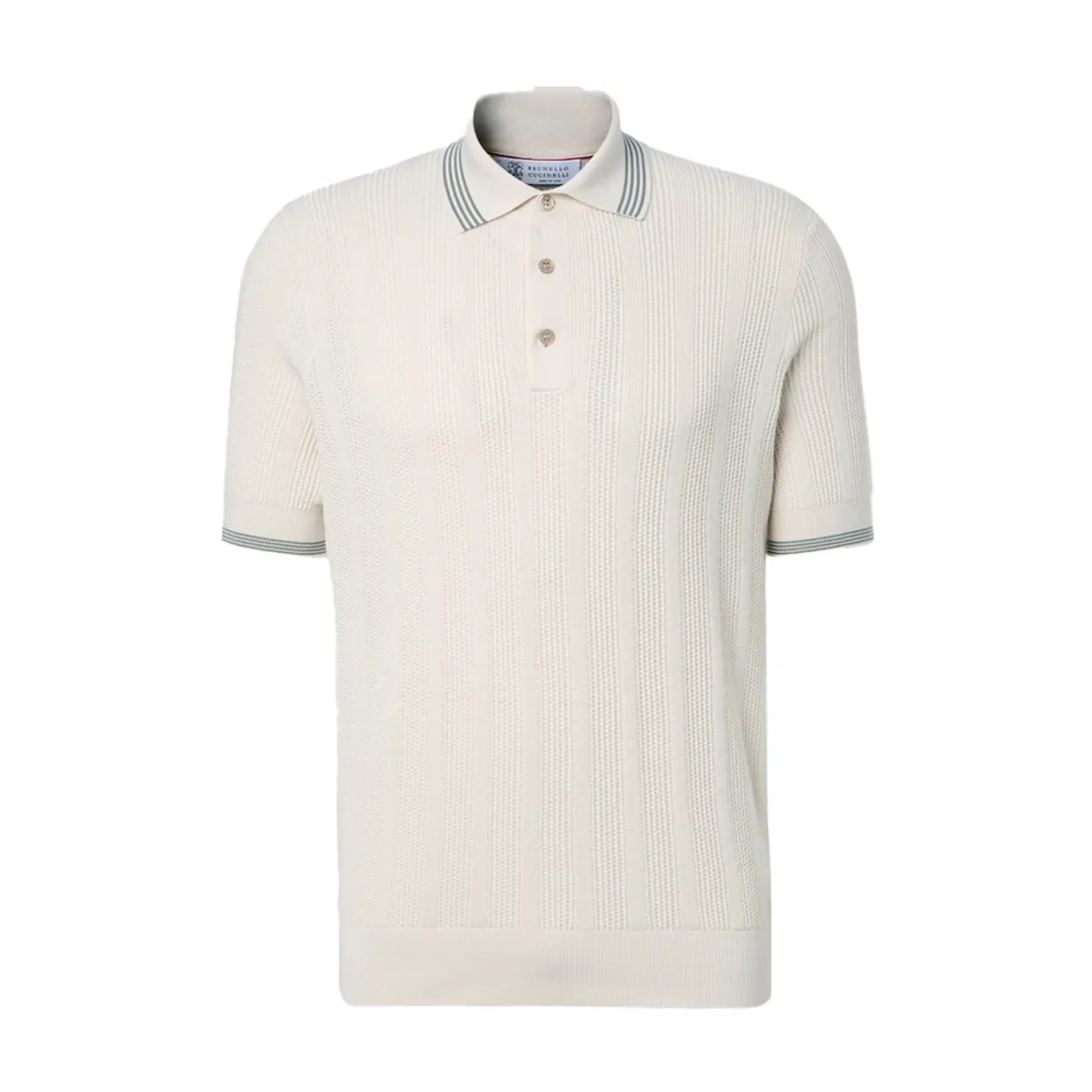 Ribbed-Knit Cotton Polo Shirt