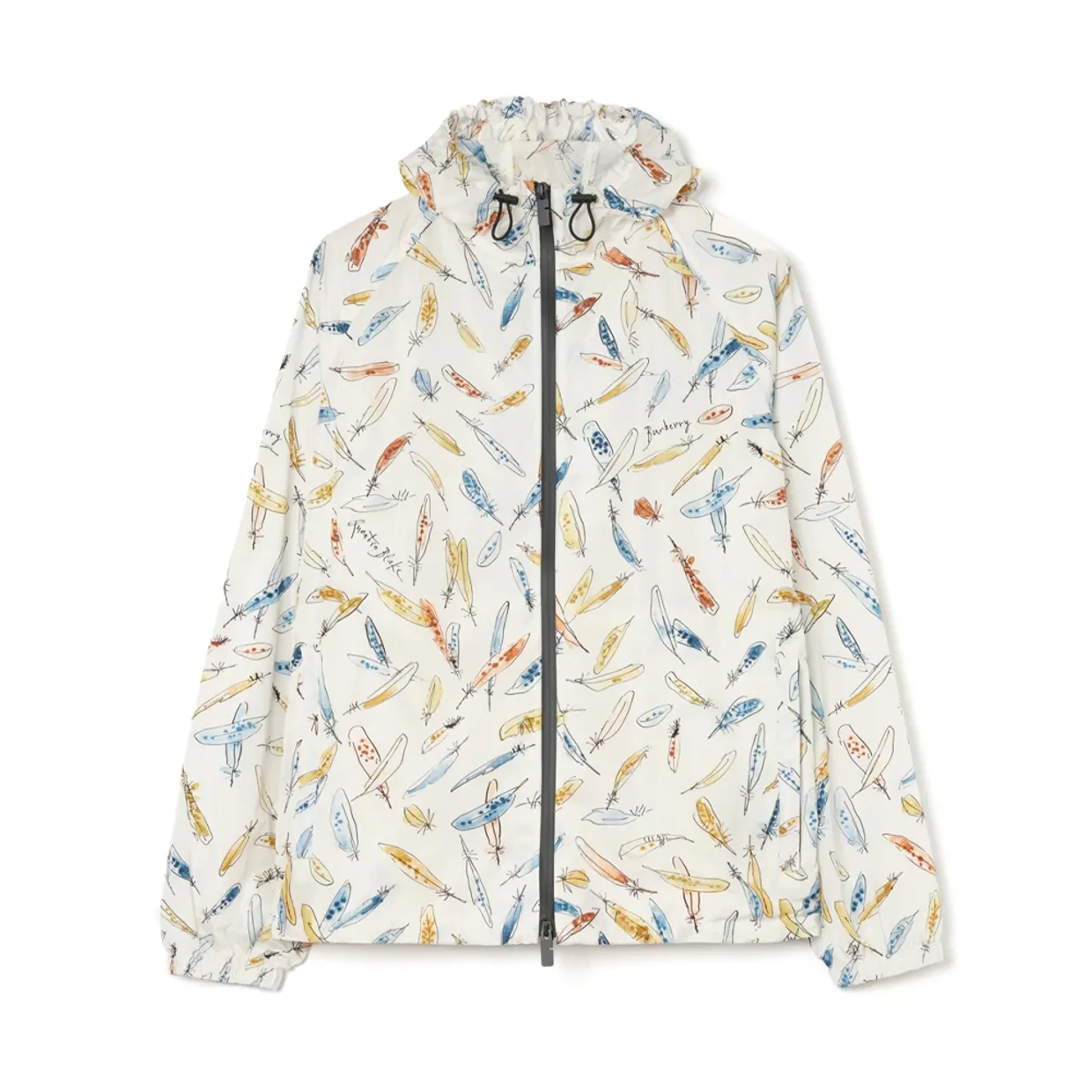 Feather Print Nylon Clapton Hooded Jacket