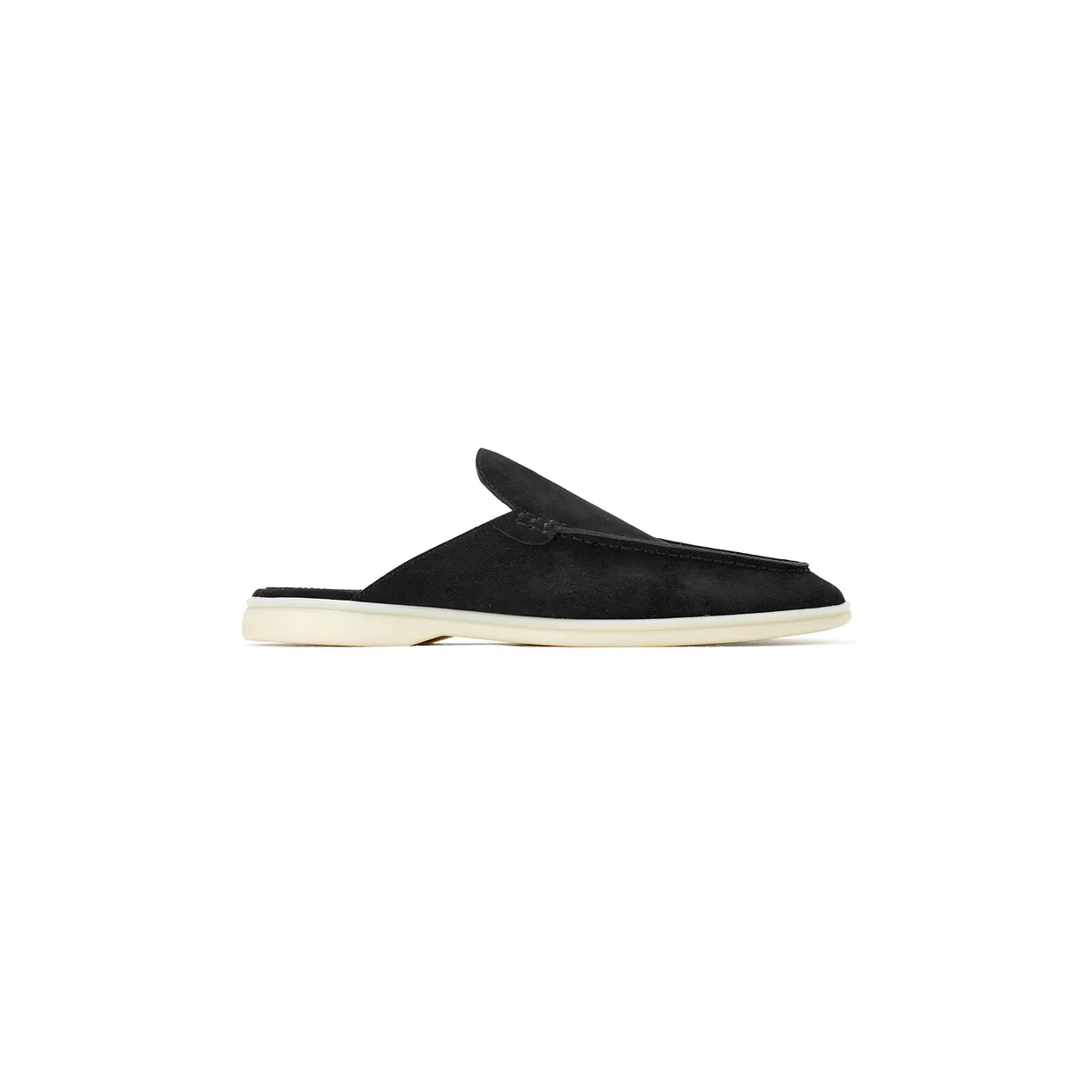 Babouche Walk Suede Backless Loafers Black