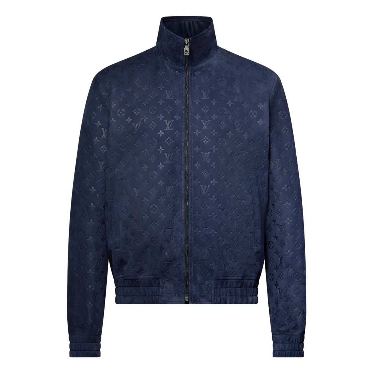 Monogram Embossed Tracksuit Jacket Blue Suede
