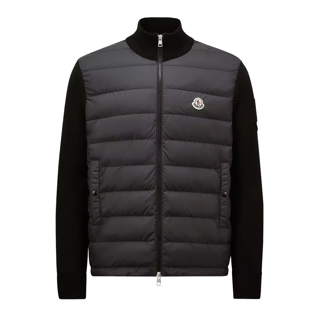 Padded Zip-Up Cotton Cardigan