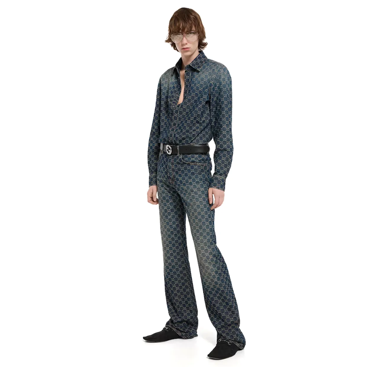 GG Cotton Denim Jacquard Set