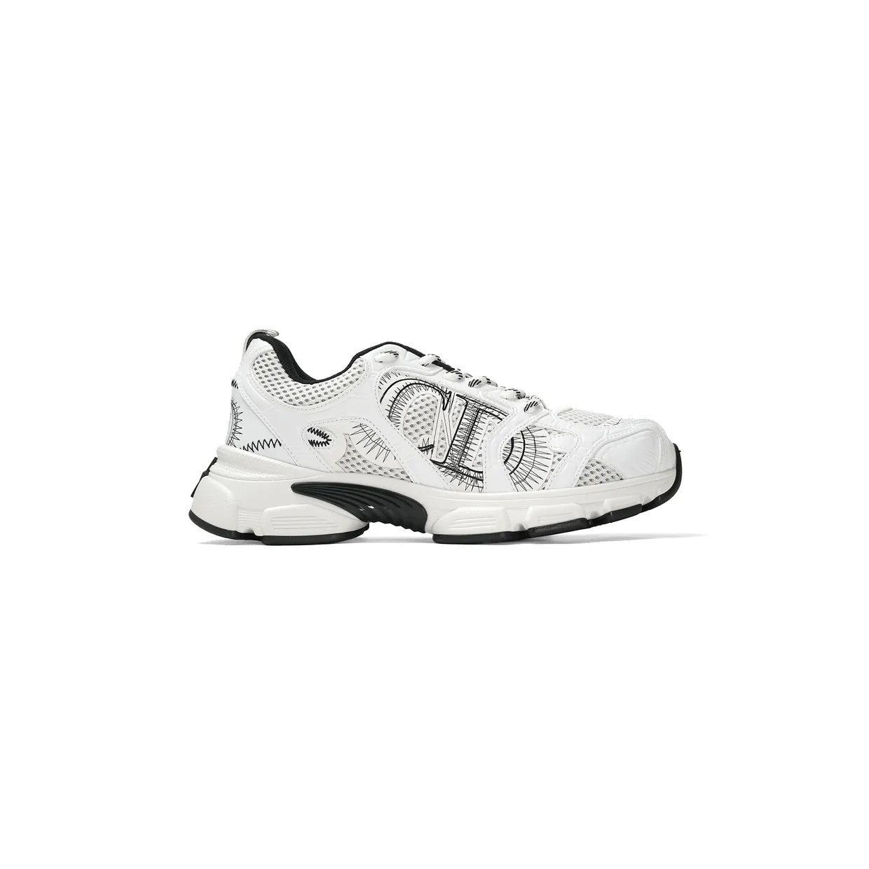 Chrono Sneaker Mesh with White and Black Leather-Effect Panels
