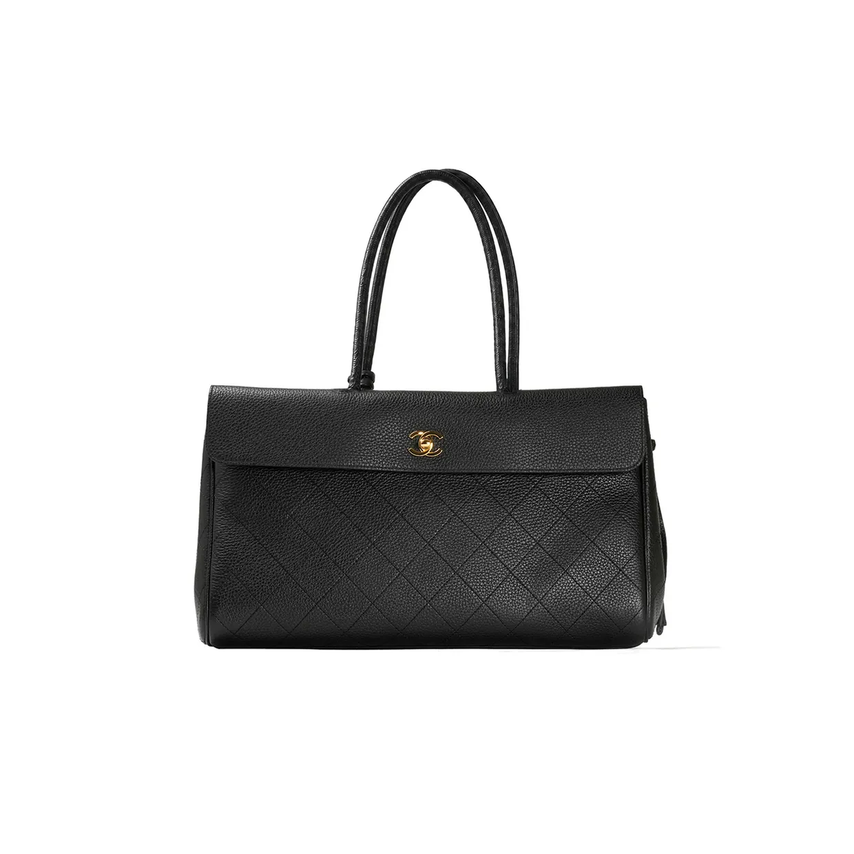 Grained Calfskin Stitched Shopping Bag