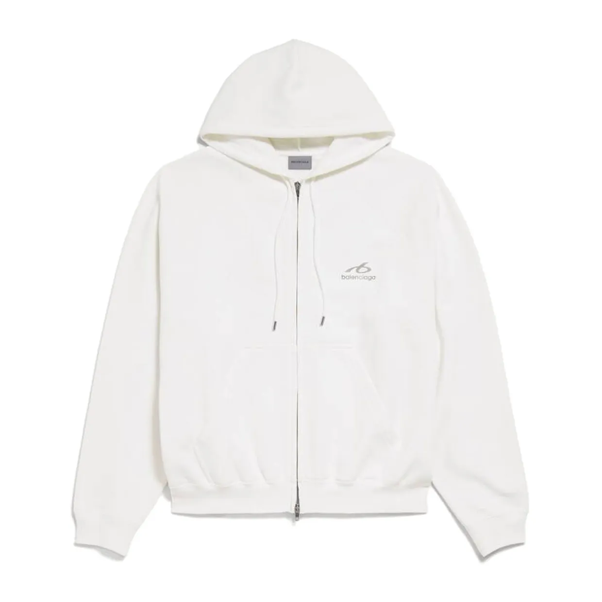 Bodies White Cotton Zip-Up Hoodie