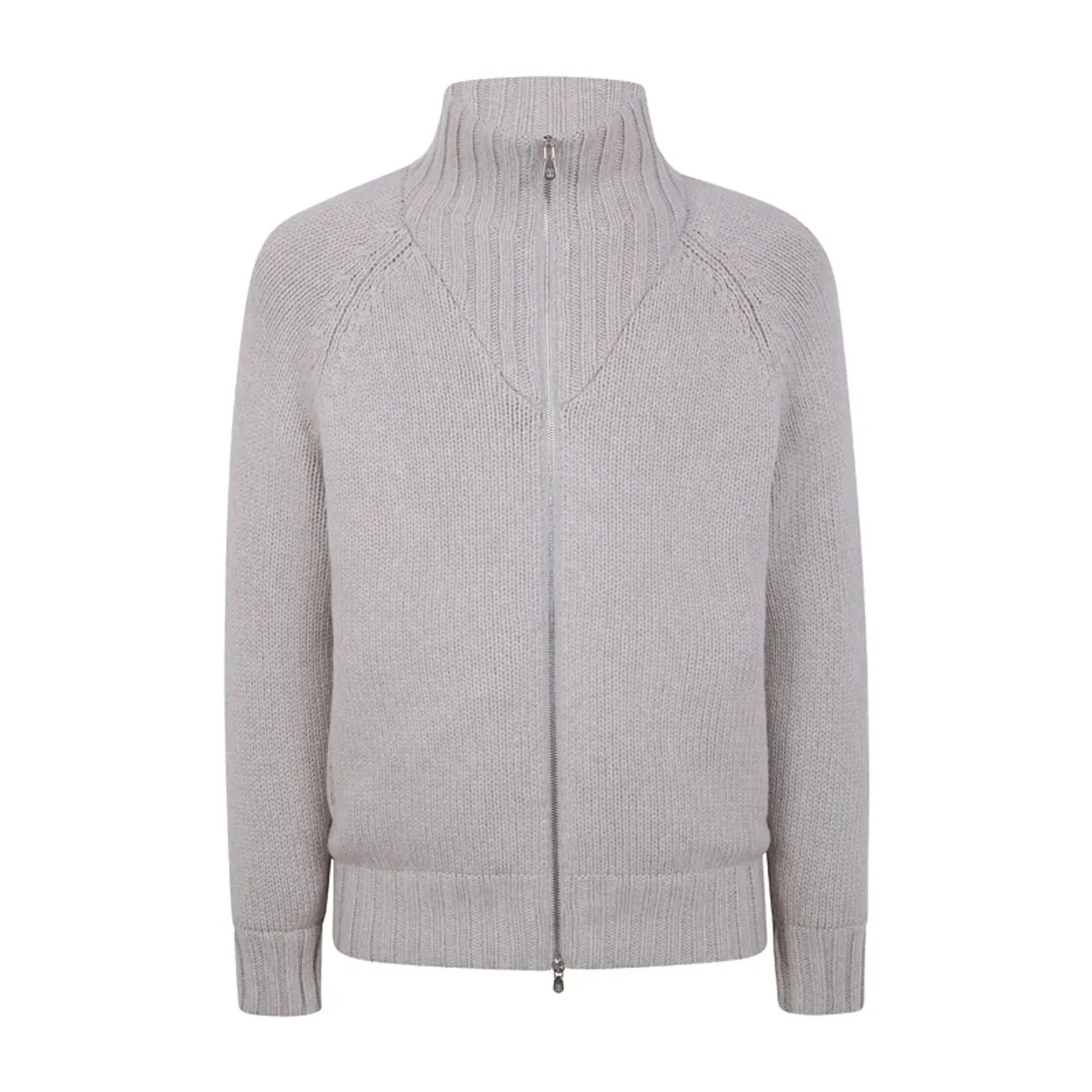 Padded Cashmere Zip-Up Cardigan