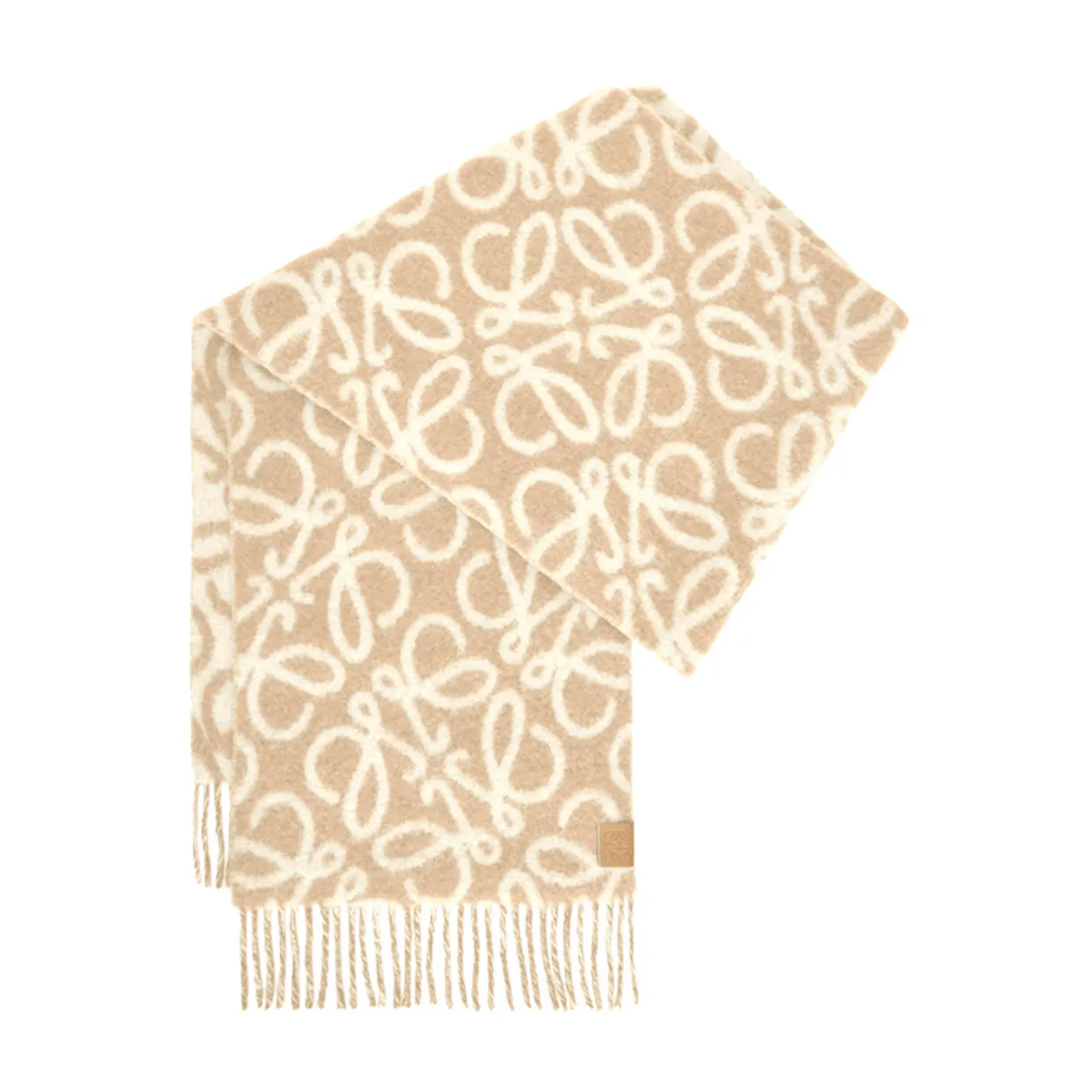 Anagram Scarf In a Beige And White Alpaca And Wool Blend