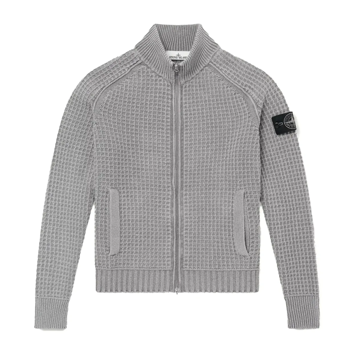Mineral-Dyed Regenerated Cotton Zip-Up Sweater